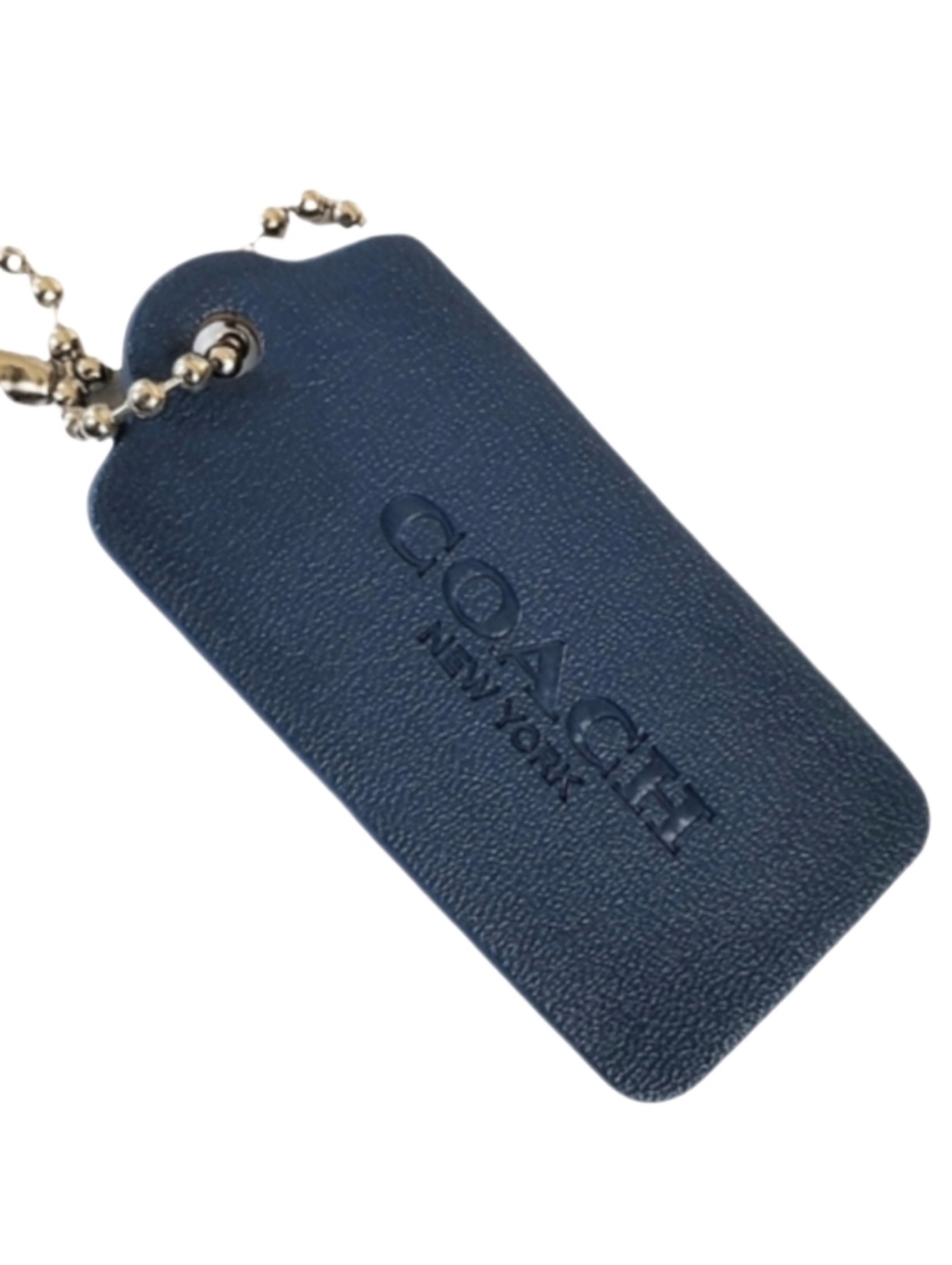 🆕 2.25" Coach Denim Blue Smooth Leather Hangtag Bag Fob Purse Charm Keychain